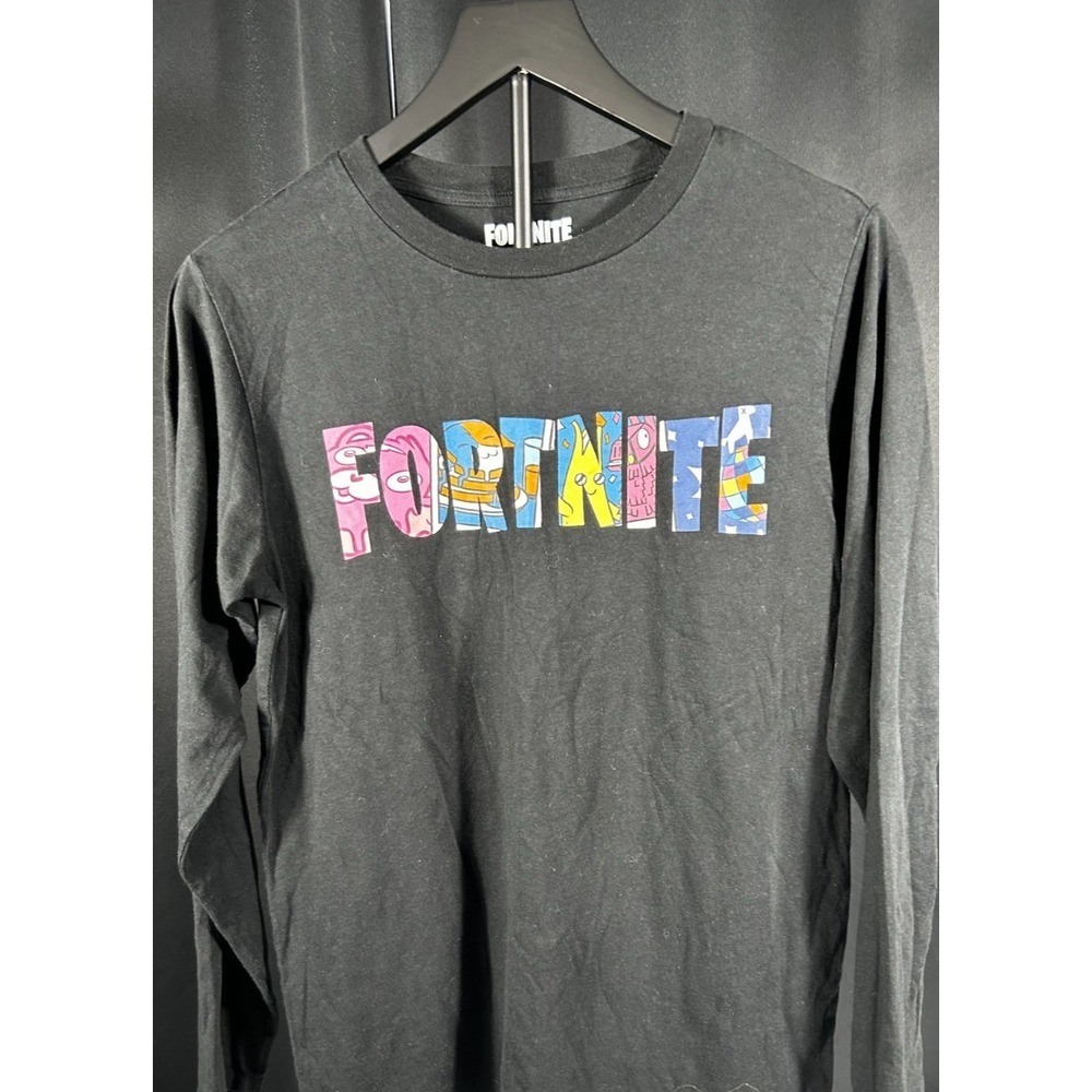 Fortnite Black Long Sleeve Graphic Tee Men's Large Official Gaming Merch